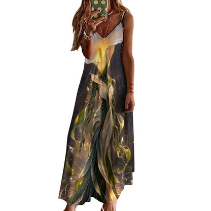 Plant Love Spaghetti Strap Ankle-Length Dress Calla Lily