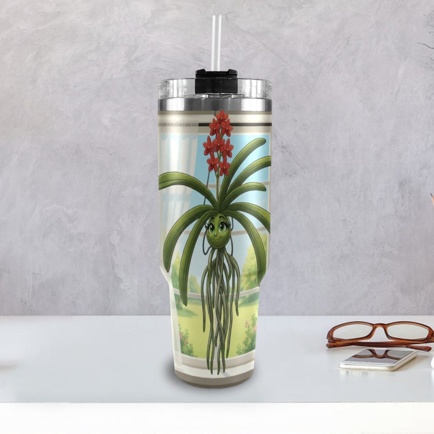 Plant Love Vanda Orchid 40oz Stainless Steel Tumbler