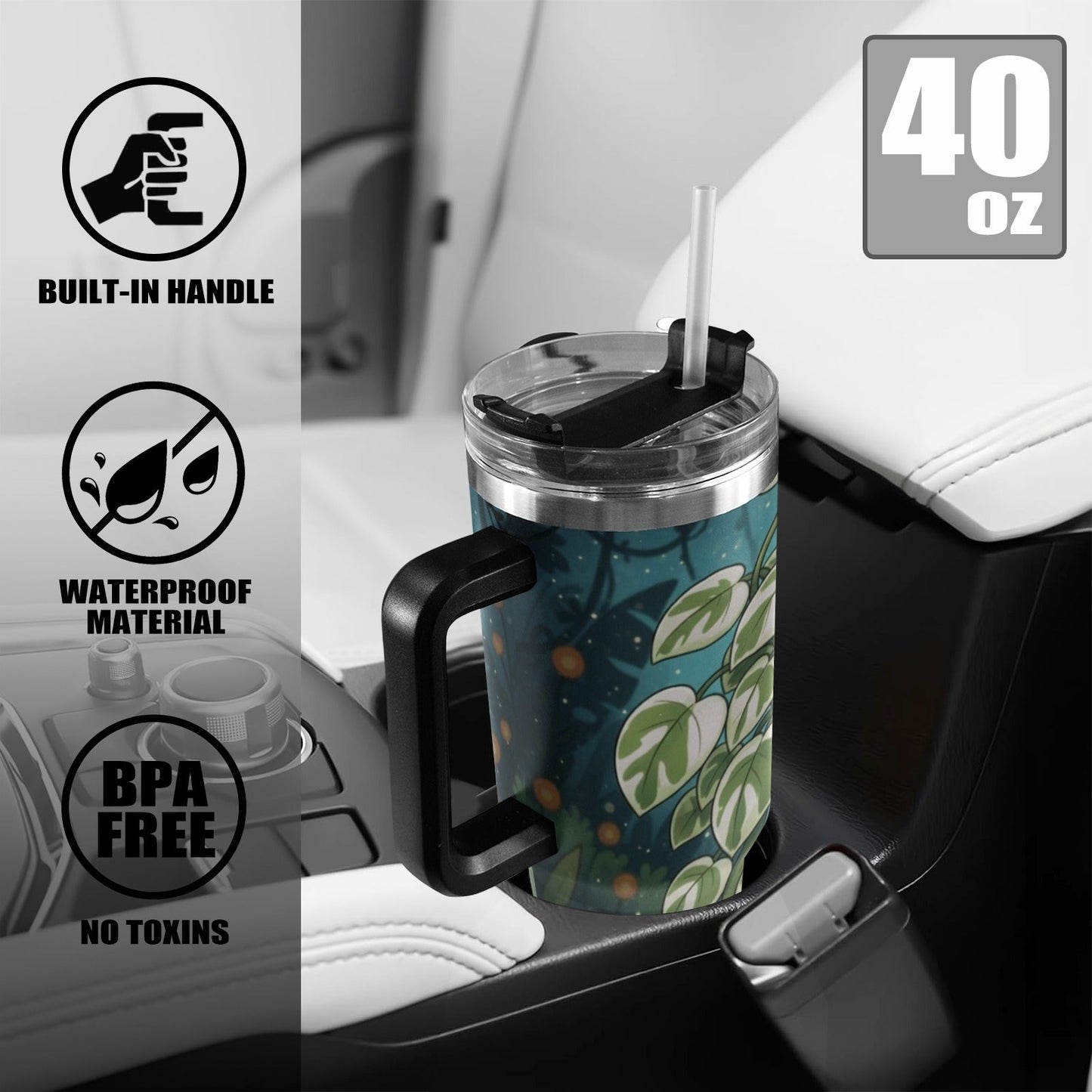 Plant Love NJOY Pothos 40oz Stainless Steel Tumbler