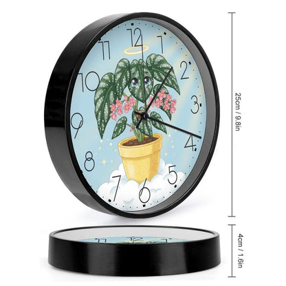 Plant Love 10x10 Wall Clock - Angel Wing Begonia