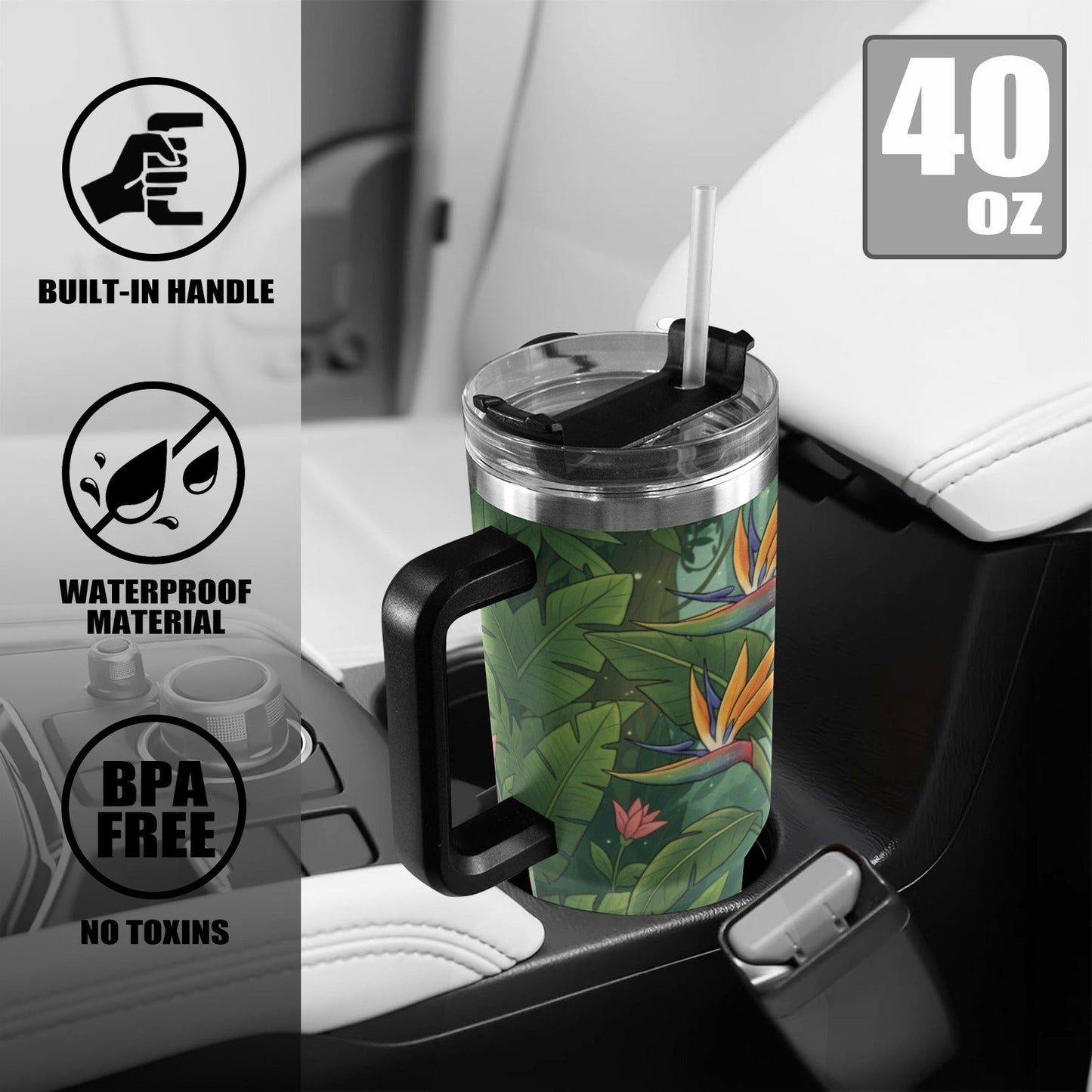 Plant Love Bird of Paradise 40oz Stainless Steel Tumbler