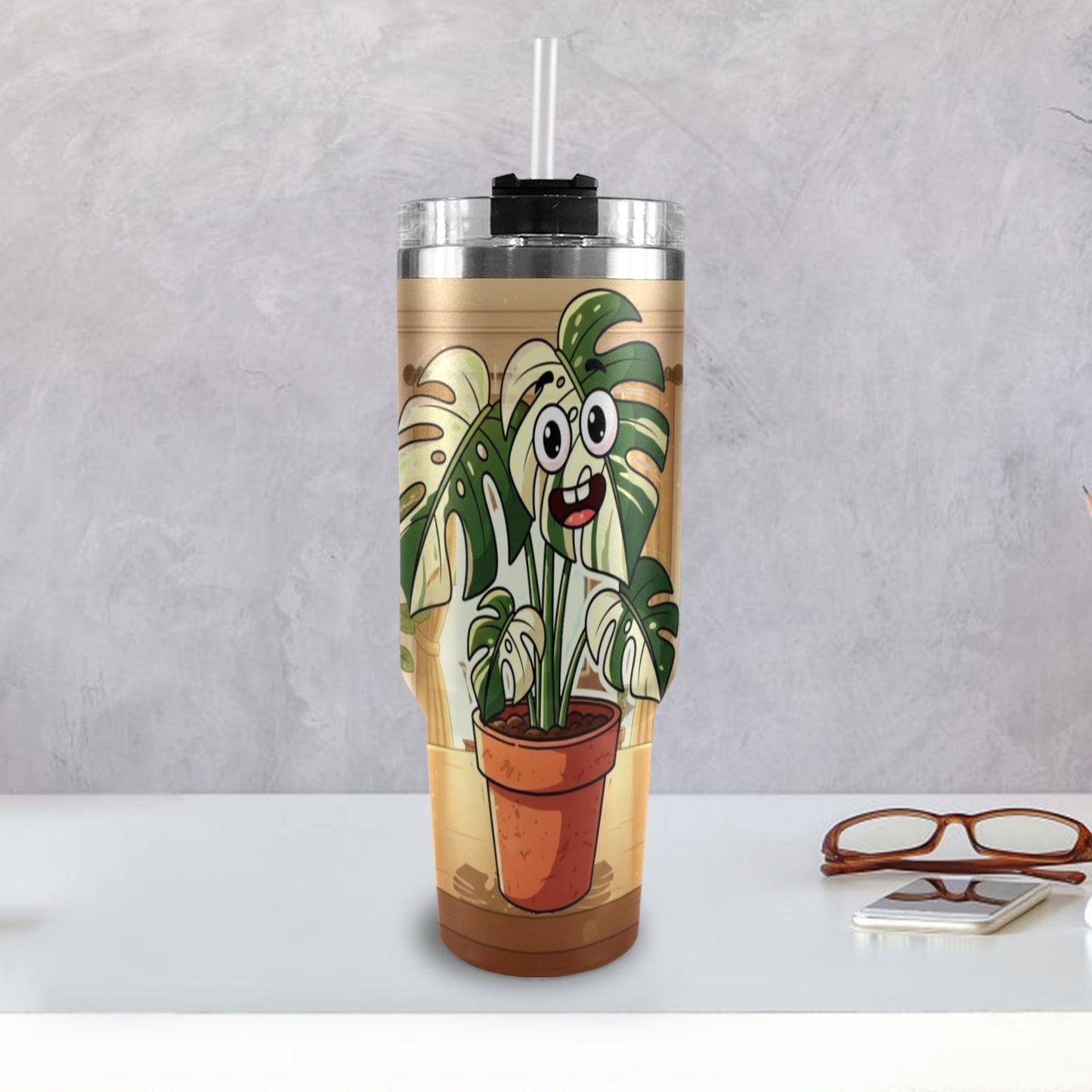 Plant Love Monstera Albo 40oz Stainless Steel Tumbler