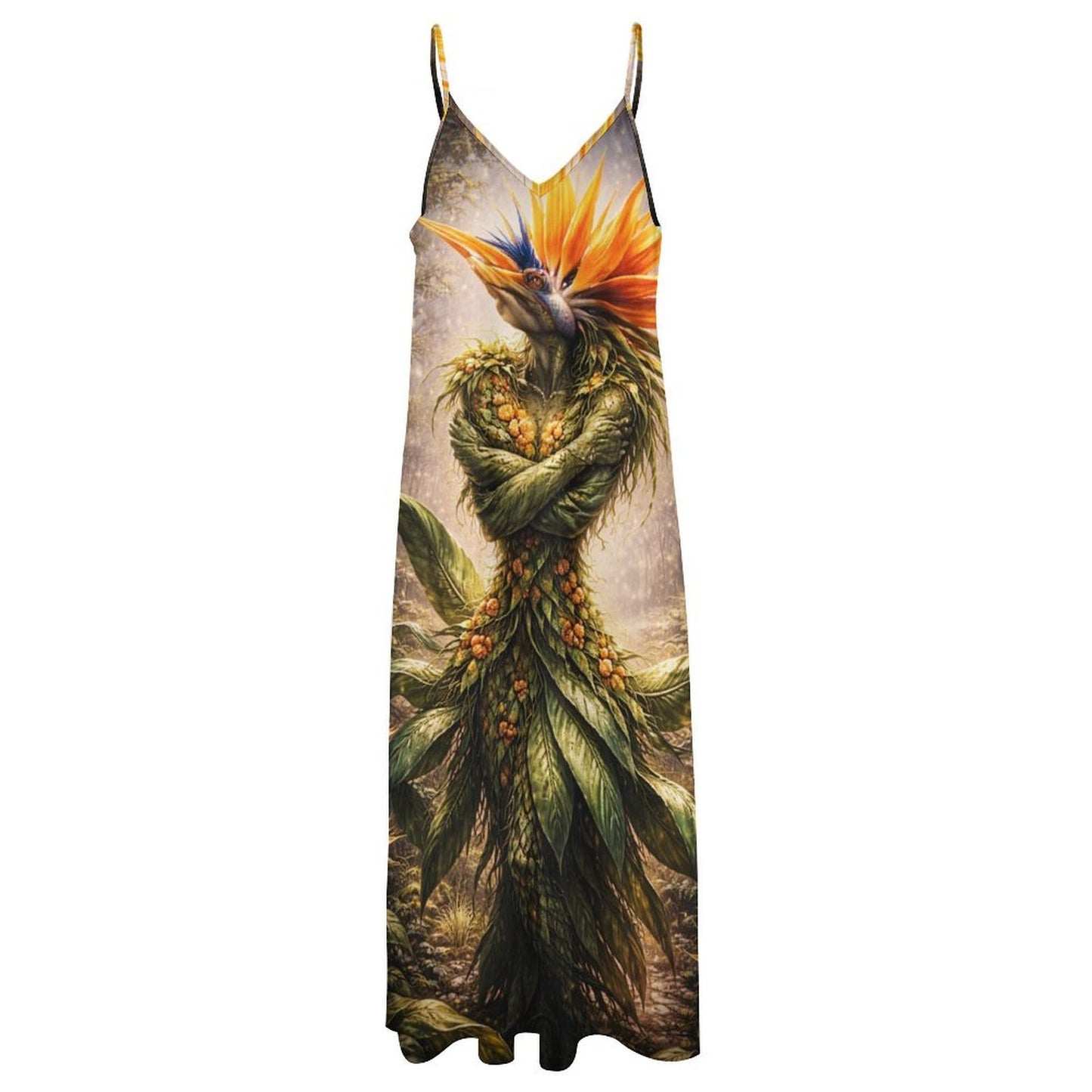 Plant Love Spaghetti Strap Ankle-Length Dress Bird of Paradise