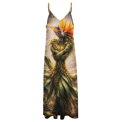 Plant Love Spaghetti Strap Ankle-Length Dress Bird of Paradise