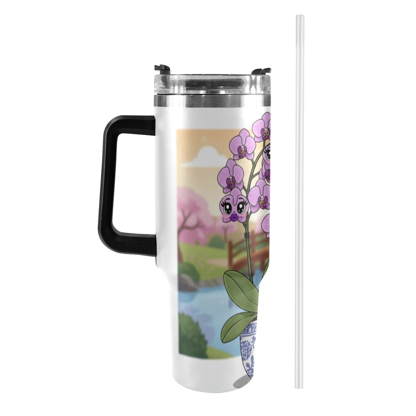 Plant Love Purple Orchid 40oz Stainless Steel Tumbler