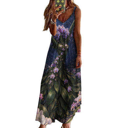 Plant Love Spaghetti Strap Ankle-Length Dress Bird of Paradise