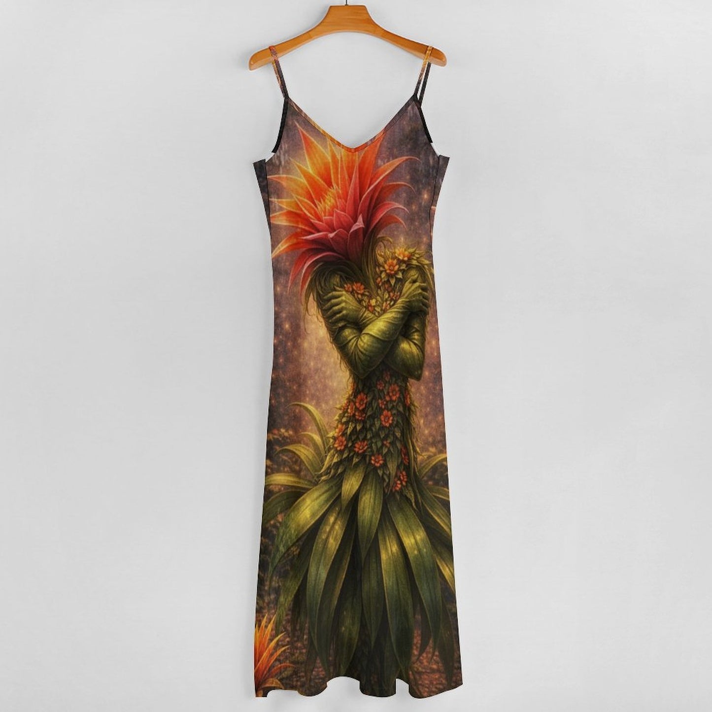 Plant Love Spaghetti Strap Ankle-Length Dress Bromeliad
