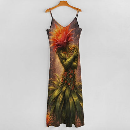 Plant Love Spaghetti Strap Ankle-Length Dress Bromeliad