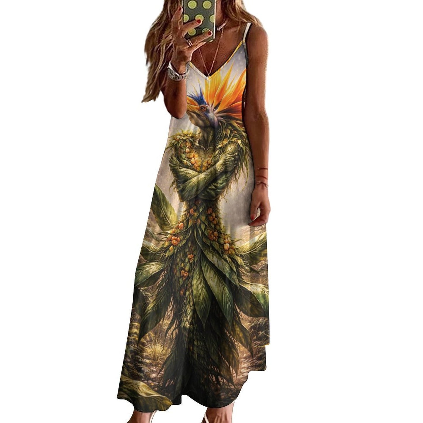 Plant Love Spaghetti Strap Ankle-Length Dress Bird of Paradise