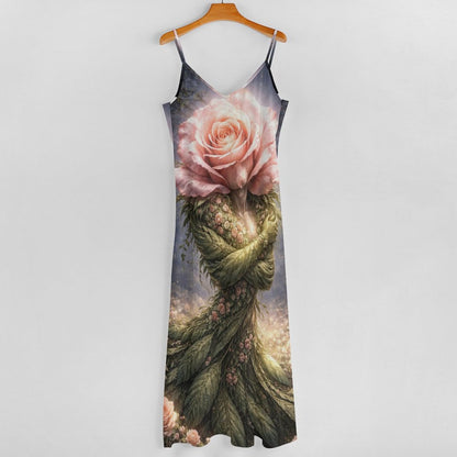 Plant Love Spaghetti Strap Ankle-Length Dress Rose