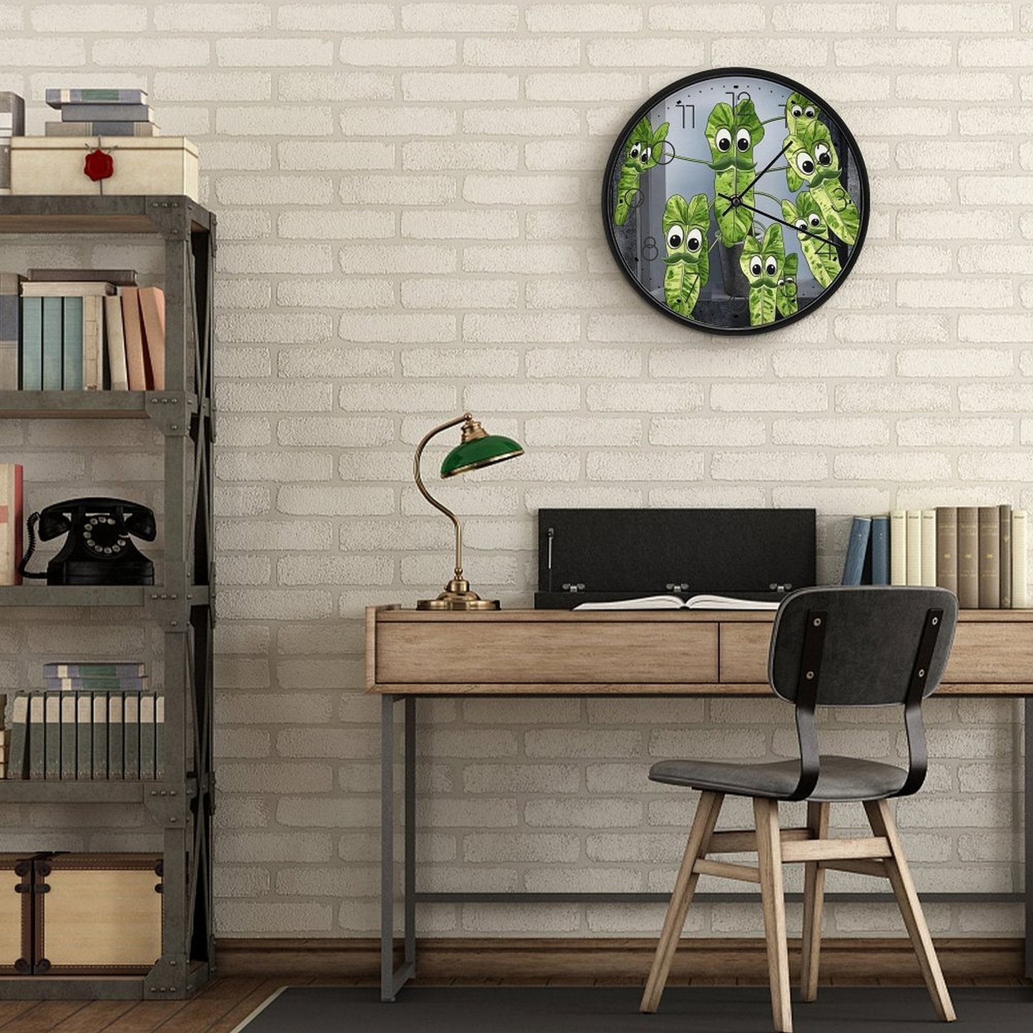Plant Love 10x10 Wall Clock - Philodendron Parasio Verde