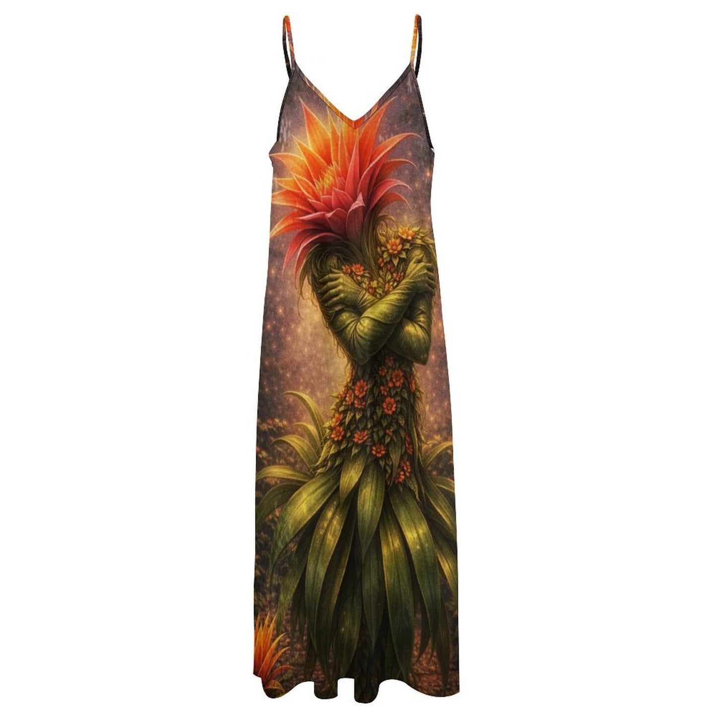Plant Love Spaghetti Strap Ankle-Length Dress Bromeliad