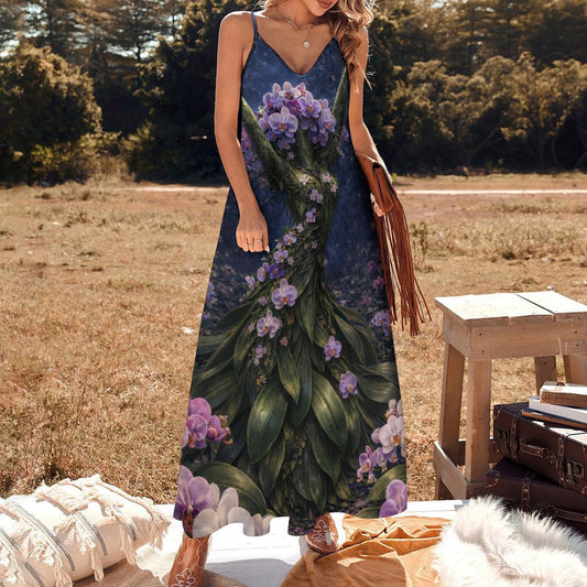 Plant Love Spaghetti Strap Ankle-Length Dress Bird of Paradise