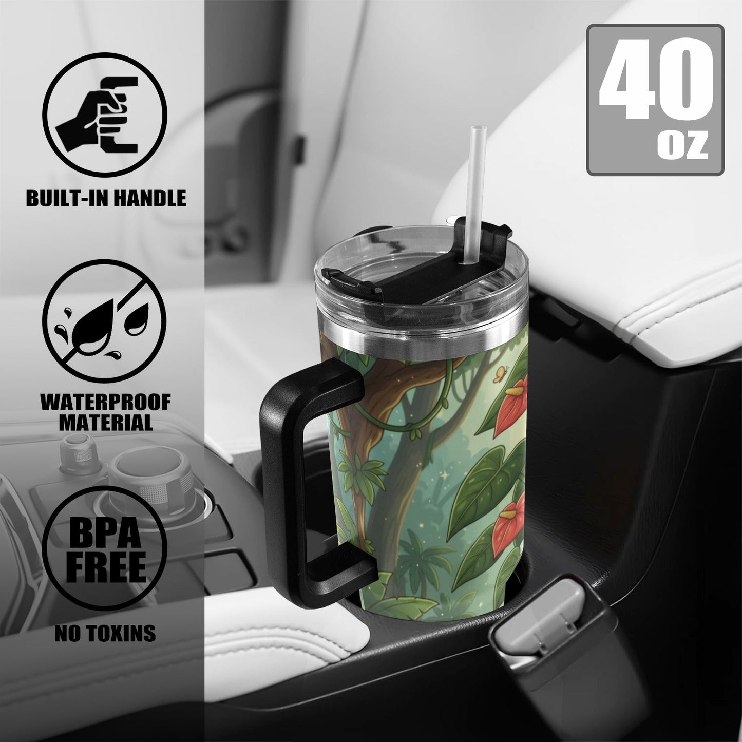 Plant Love Red Anthurium 40oz Stainless Steel Tumbler