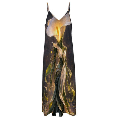 Plant Love Spaghetti Strap Ankle-Length Dress Calla Lily