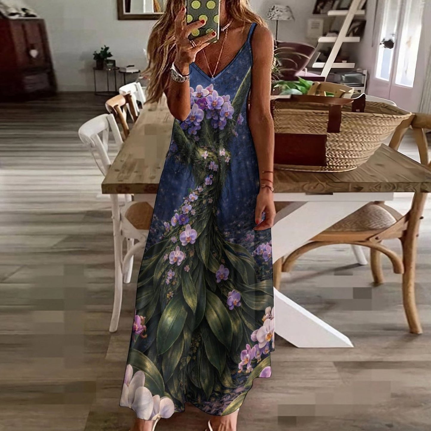 Plant Love Spaghetti Strap Ankle-Length Dress Bird of Paradise