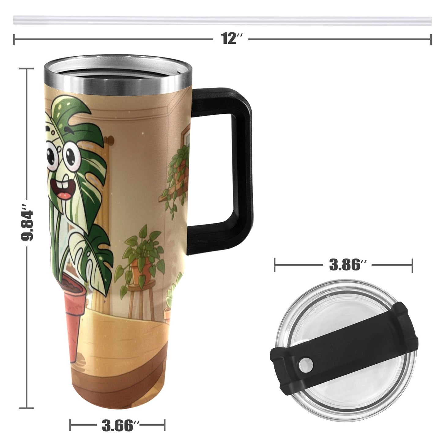 Plant Love Monstera Albo 40oz Stainless Steel Tumbler