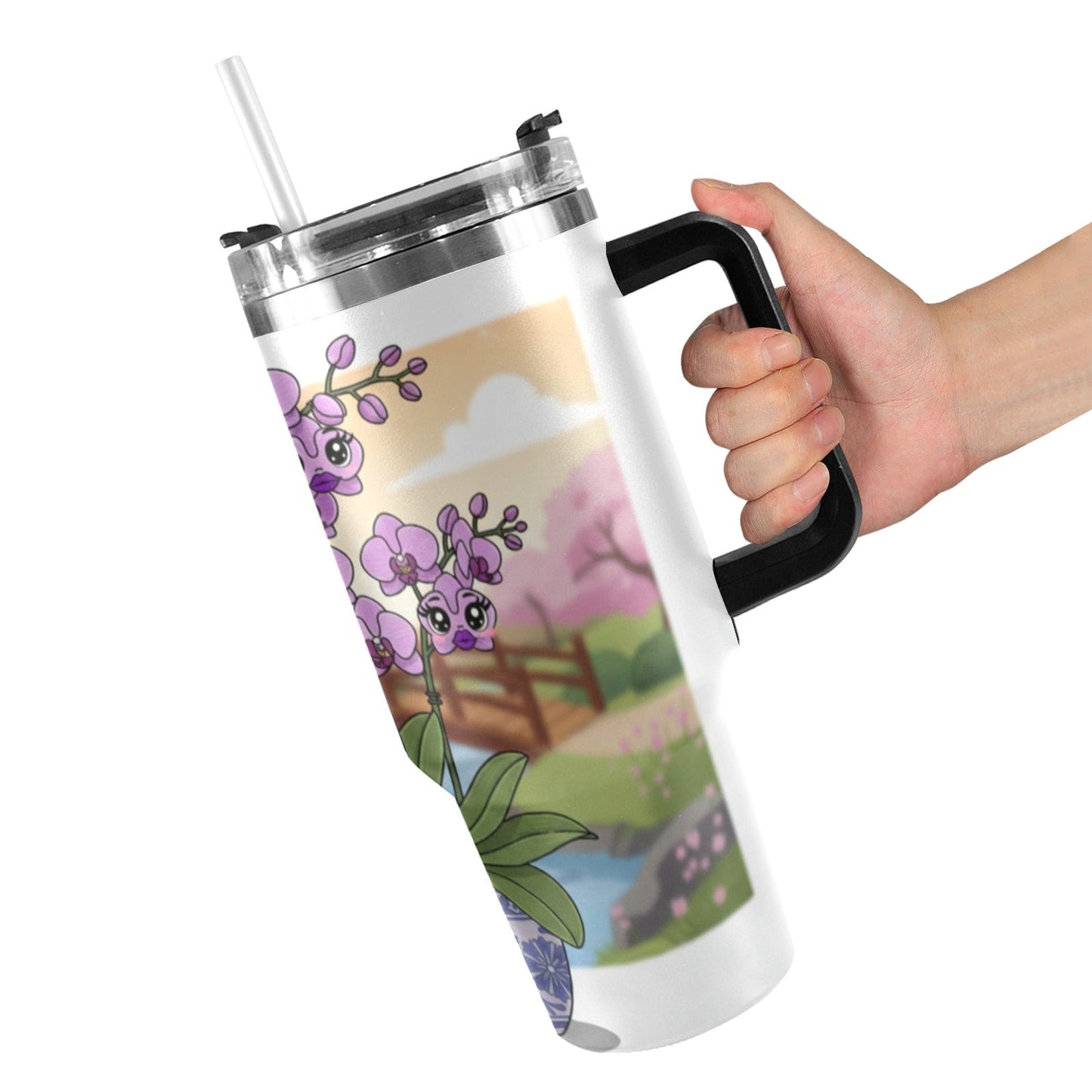 Plant Love Purple Orchid 40oz Stainless Steel Tumbler