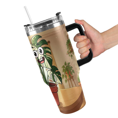 Plant Love Monstera Albo 40oz Stainless Steel Tumbler