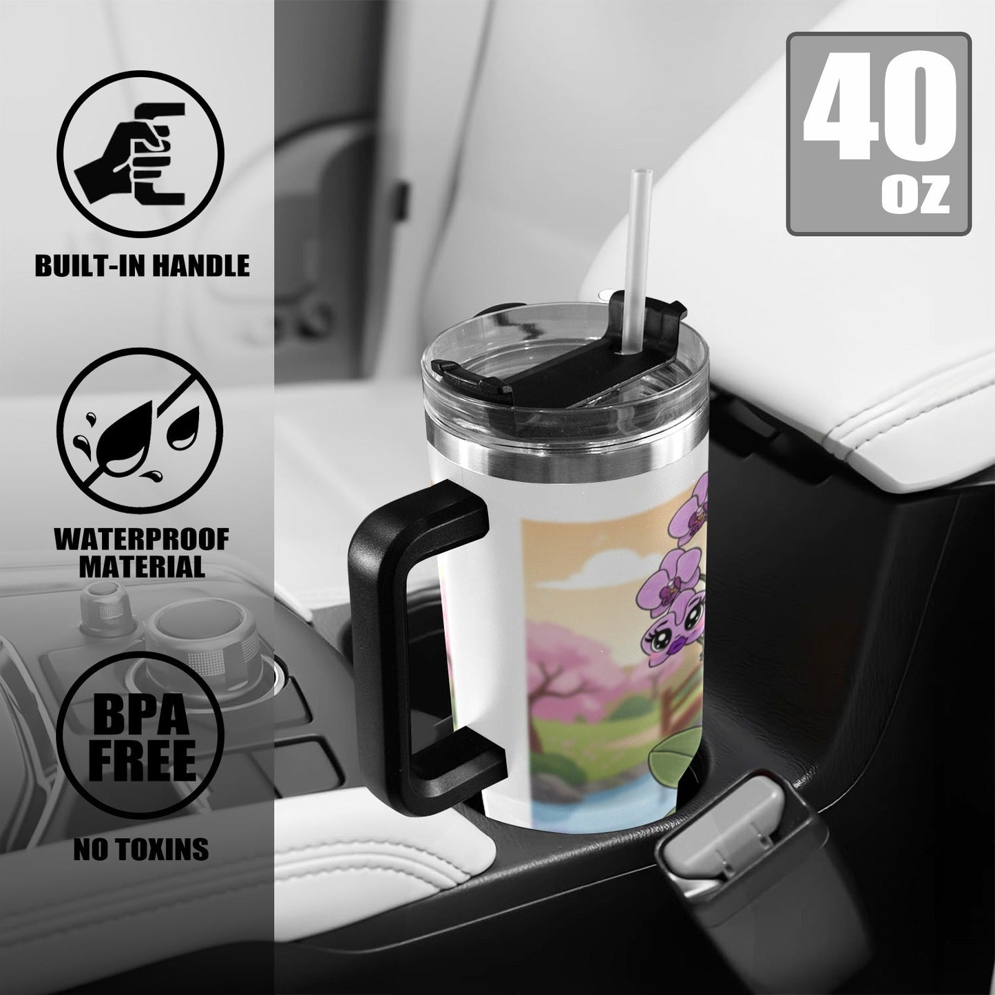 Plant Love Purple Orchid 40oz Stainless Steel Tumbler