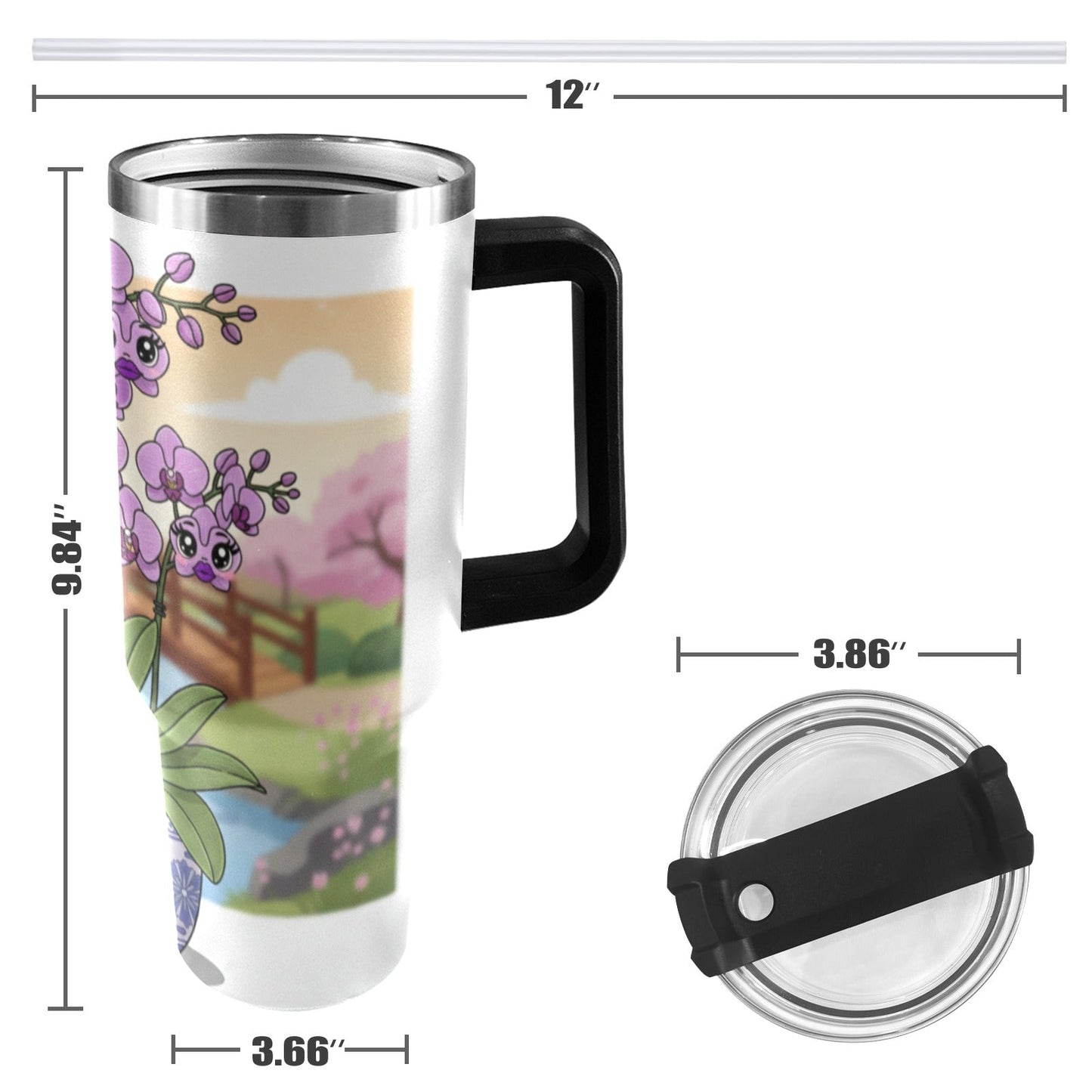 Plant Love Purple Orchid 40oz Stainless Steel Tumbler