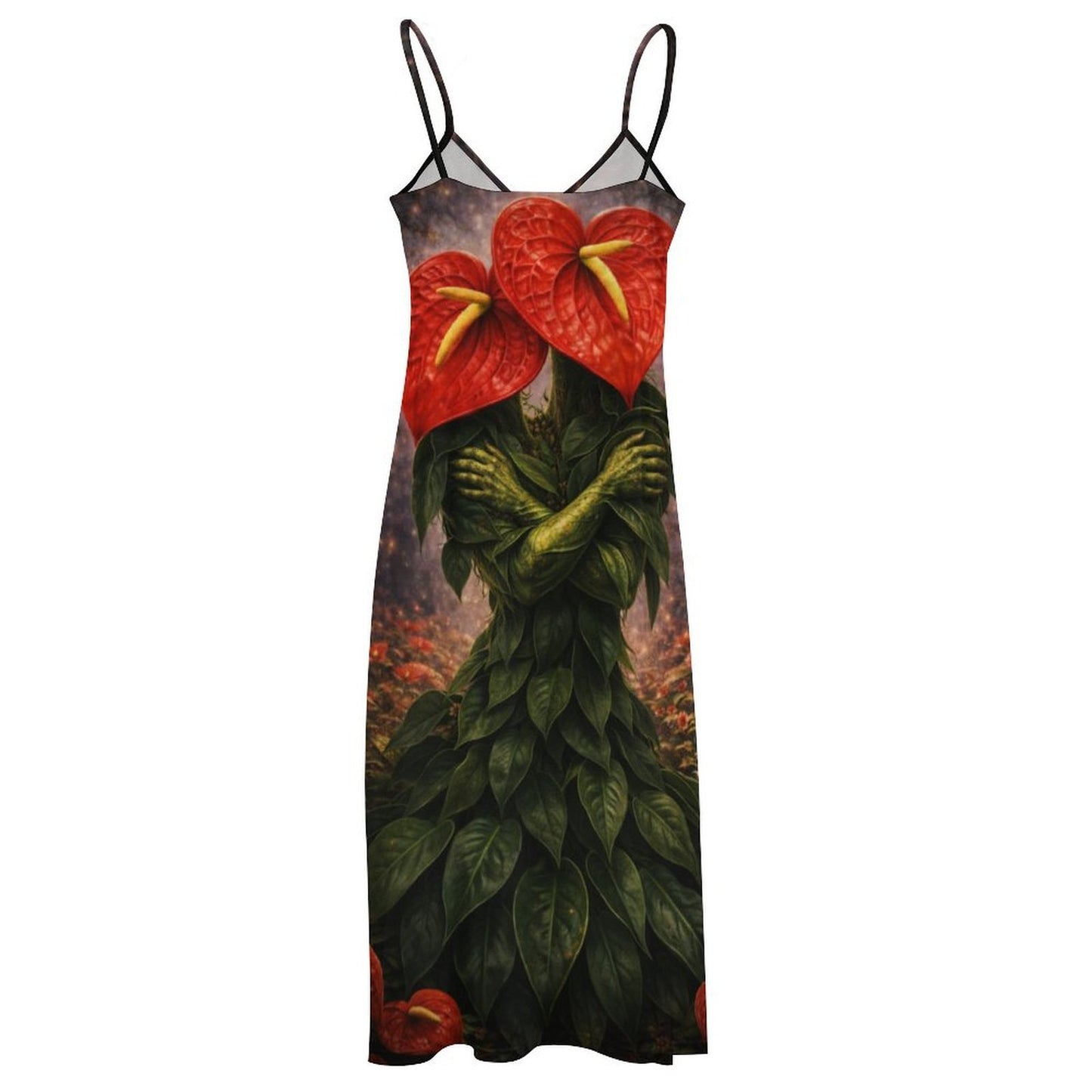 Plant Love Spaghetti Strap Ankle-Length Dress Anthurium