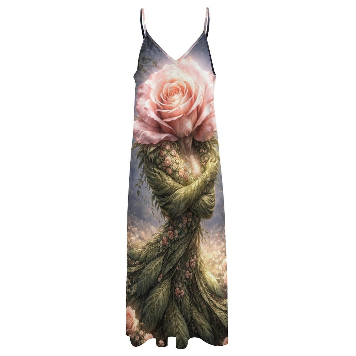 Plant Love Spaghetti Strap Ankle-Length Dress Rose