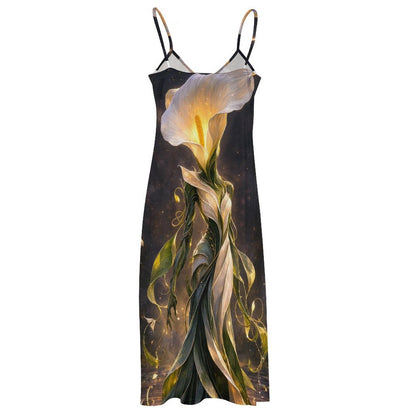 Plant Love Spaghetti Strap Ankle-Length Dress Calla Lily