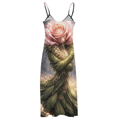 Plant Love Spaghetti Strap Ankle-Length Dress Rose