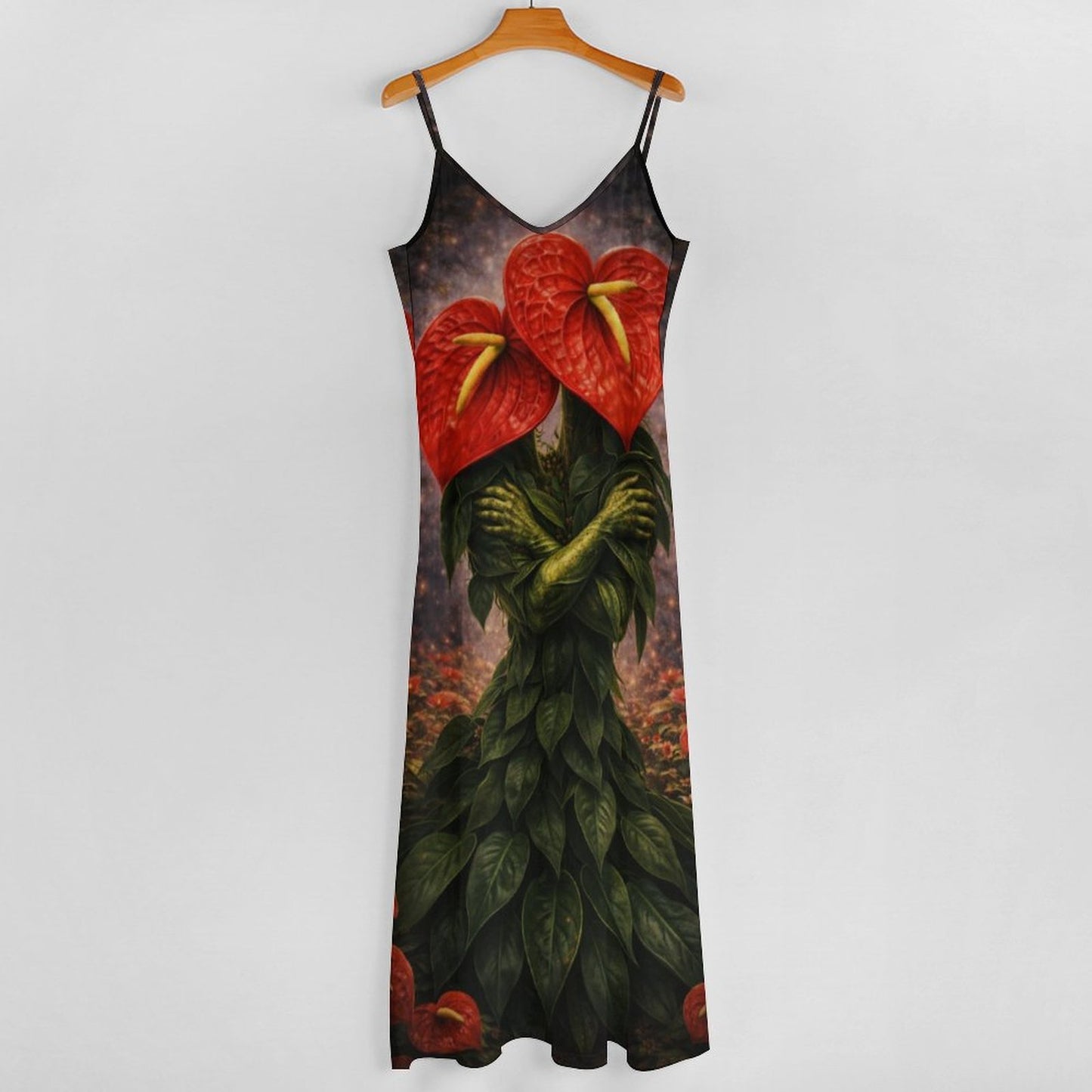 Plant Love Spaghetti Strap Ankle-Length Dress Anthurium